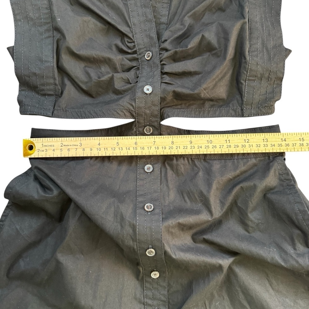 NWT Banana Republic Sleeveless Cut Out Poplin Midi Button Up Black Dress Size 4P - Picture 14 of 15